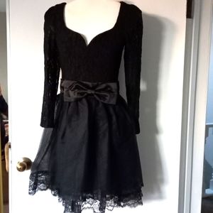 Vintage 90s Black lace goth dress